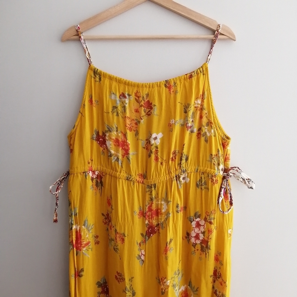 Free People Georgia Floral Wide Leg Yellow Floral Jumpsuit Small - Picture 6 of 17